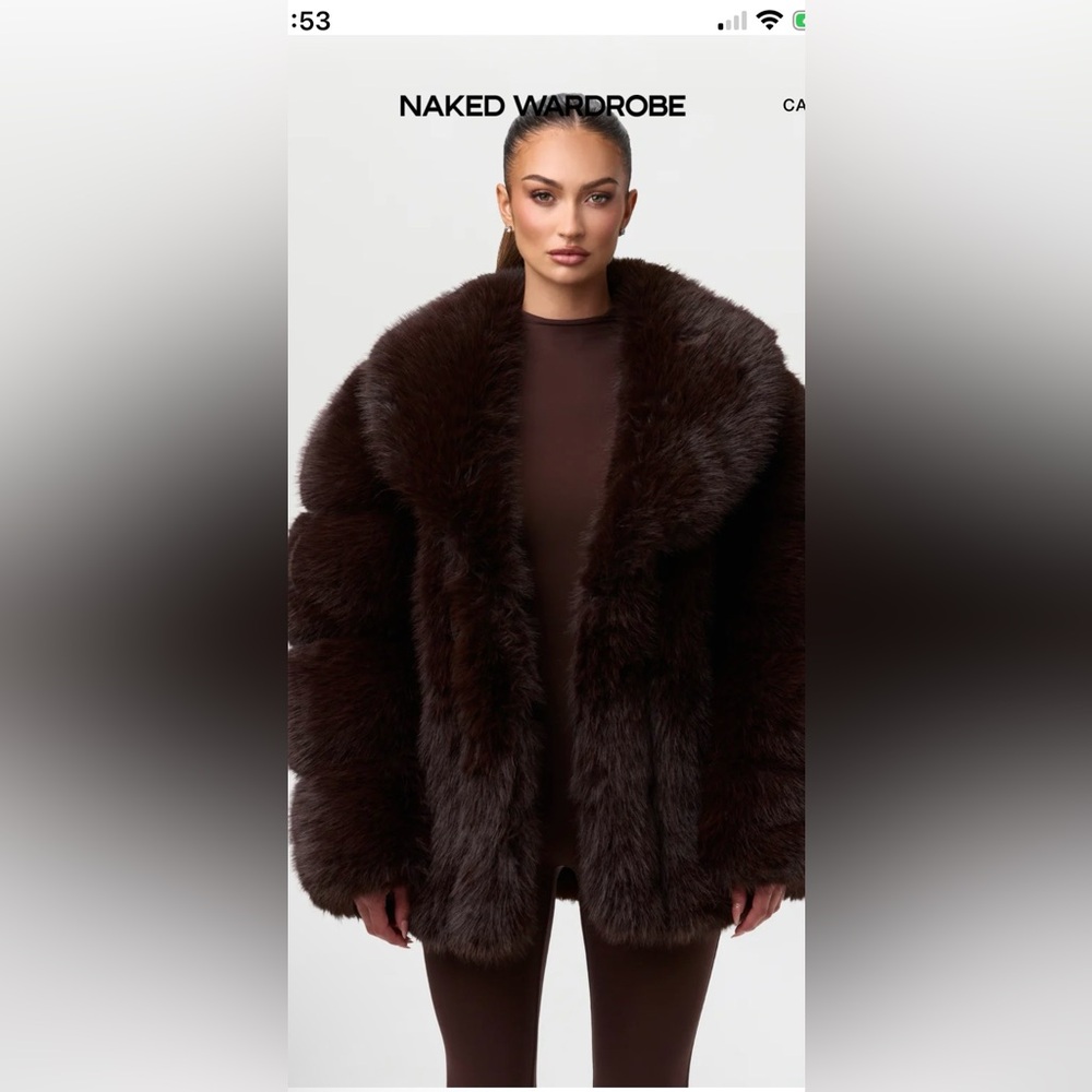 Naked Wardrobe Dark Brown Teddy Jacket